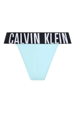 Tanga de tiro alto logo Calvin Klein azul