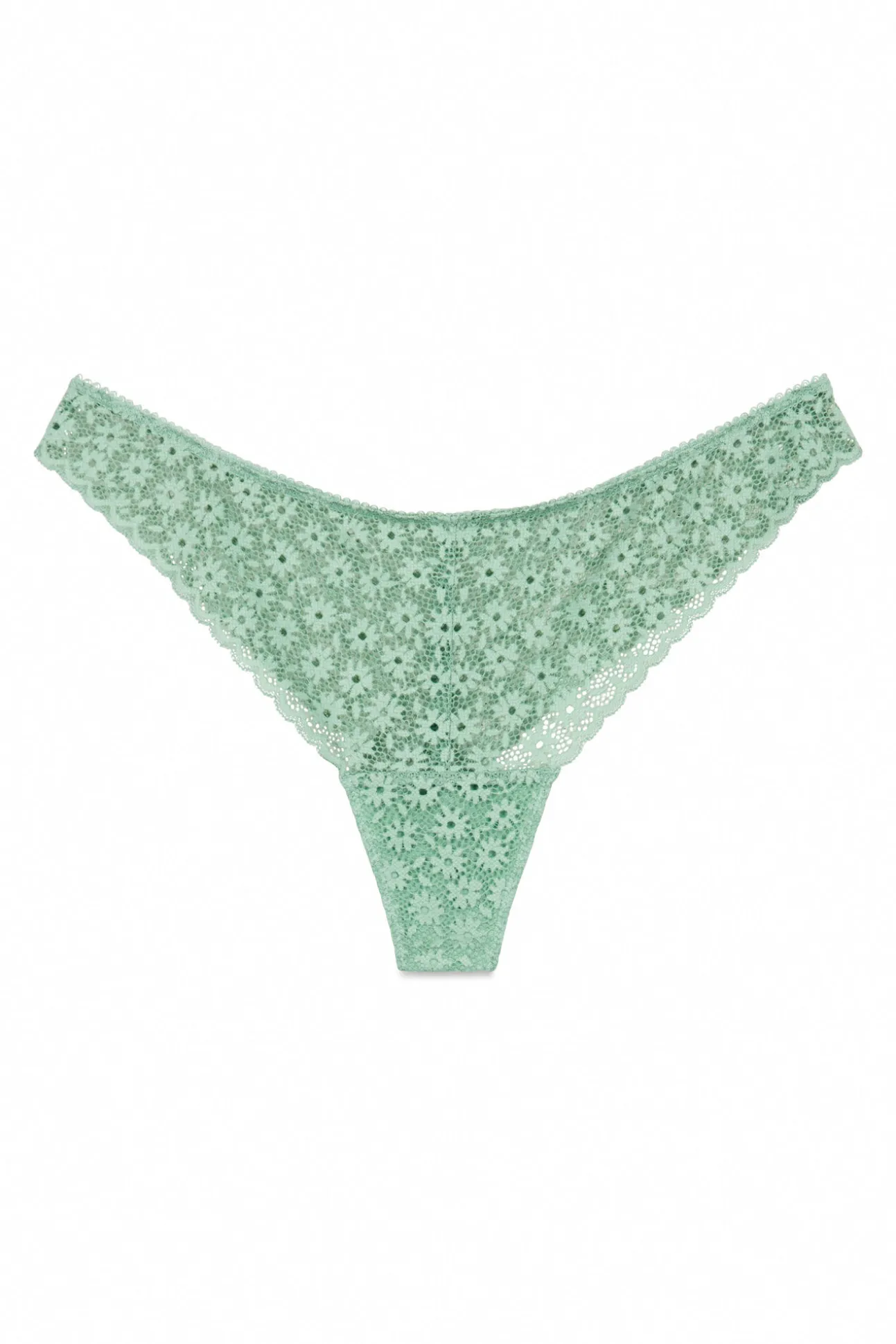 Tanga encaje floral verde
