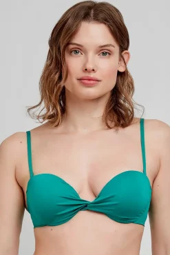 Top bikini bandeau liso verde