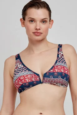 Top bikini capacidad reversible sin aro estampado étnico