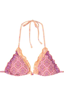 Top bikini cortina volante rosa