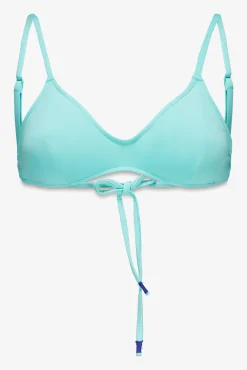 Top bikini escote V turquesa