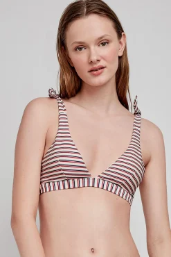 Top bikini estampado rayas multicolor