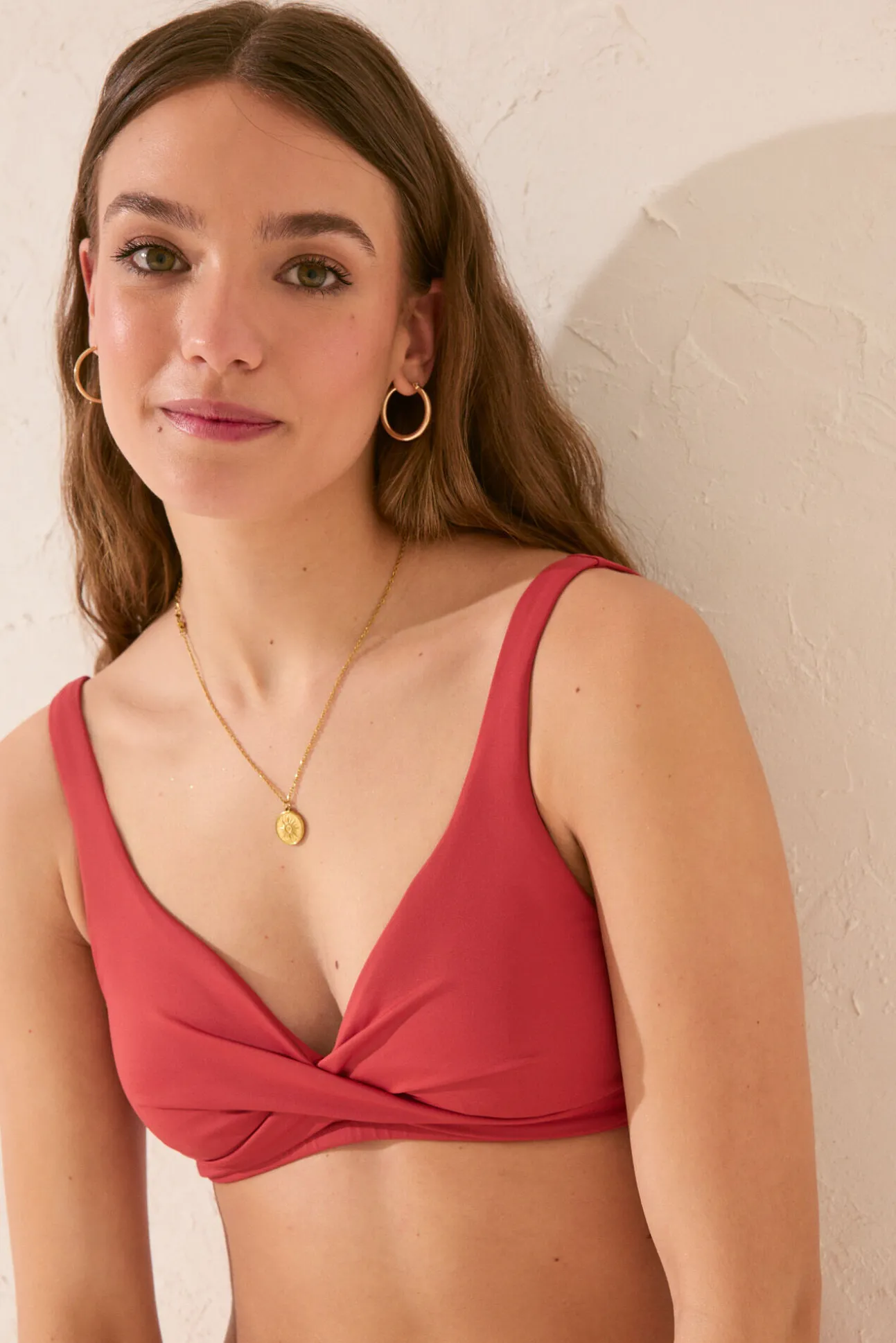 Top bikini halter cruzado naranja
