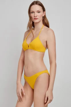 Top bikini sin aro y relleno extraíble amarillo