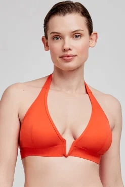 Top bikini sin aro y relleno extraíble naranja