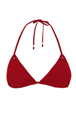 Top bikini triangular cortina rojo