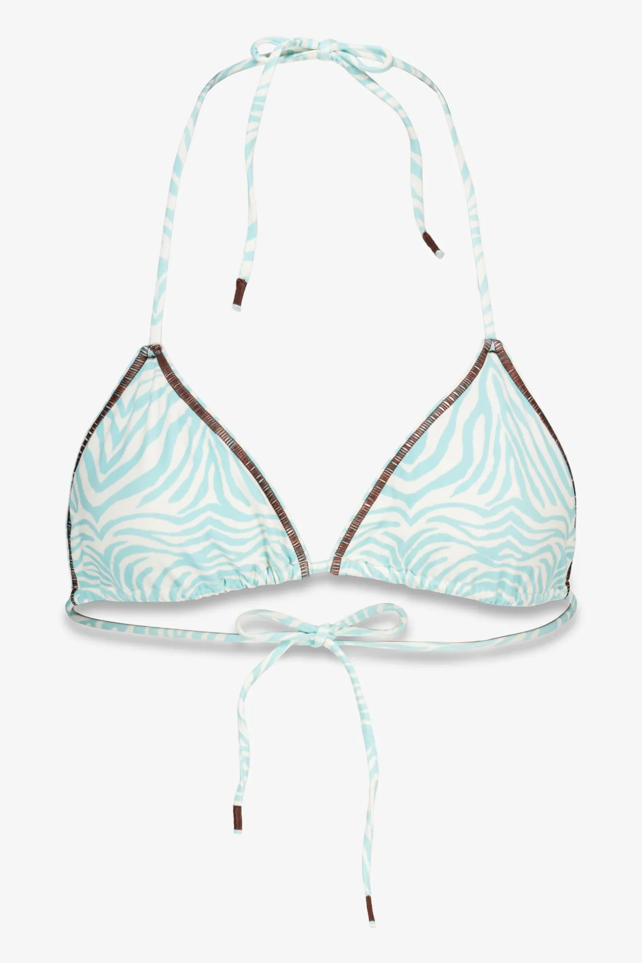 Top bikini triangular cortina cebra turquesa