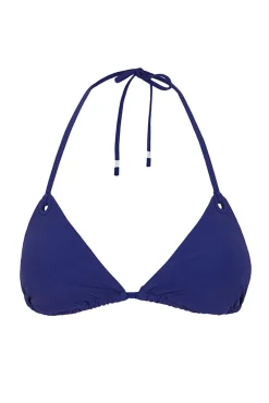 Top bikini triangular cortina azul eléctrico