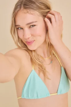 Top bikini triangular cortina verde
