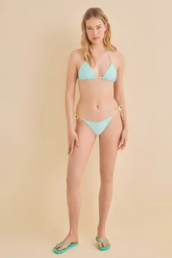 Top bikini triangular cortina verde