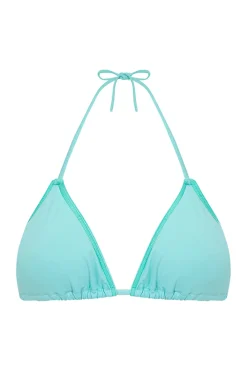 Top bikini triangular cortina turquesa