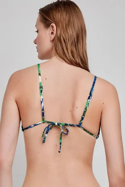 Top bikini triangular estampado