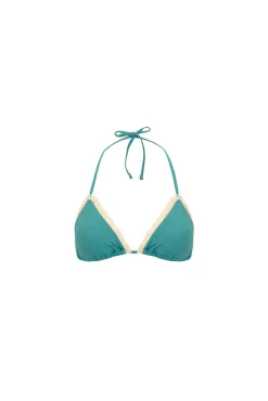 Top bikini triangular flecos verde