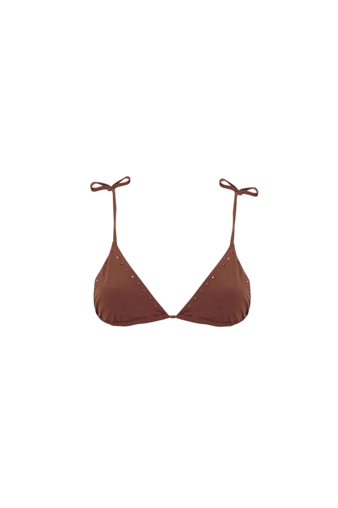 Top bikini triangular marrón strass brillos