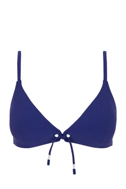 Top bikini triangular sin aro azul eléctrico