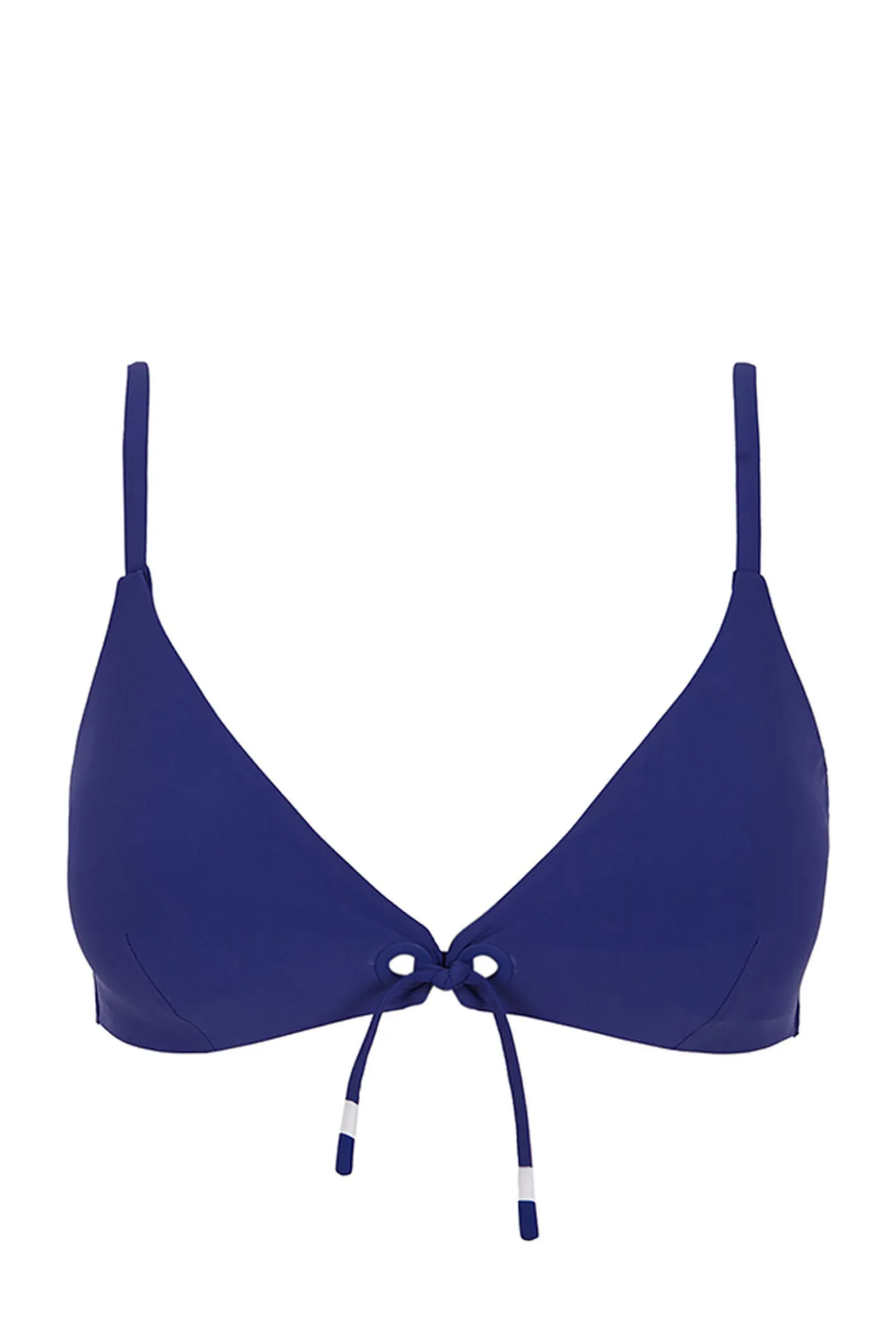 Top bikini triangular sin aro azul eléctrico