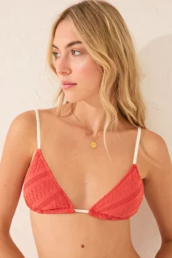Top bikini triangular textura naranja