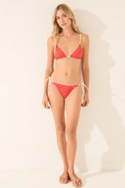 Top bikini triangular textura naranja
