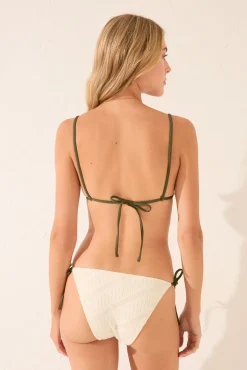 Top bikini triangular textura marfil