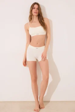 Top canalé seamless blanco