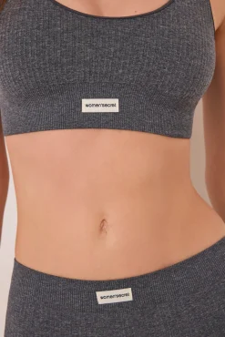 Top canalé seamless gris