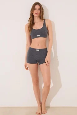 Top canalé seamless gris