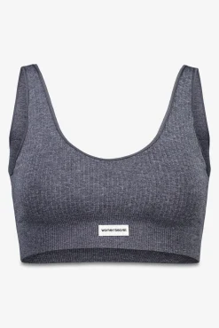 Top canalé seamless gris