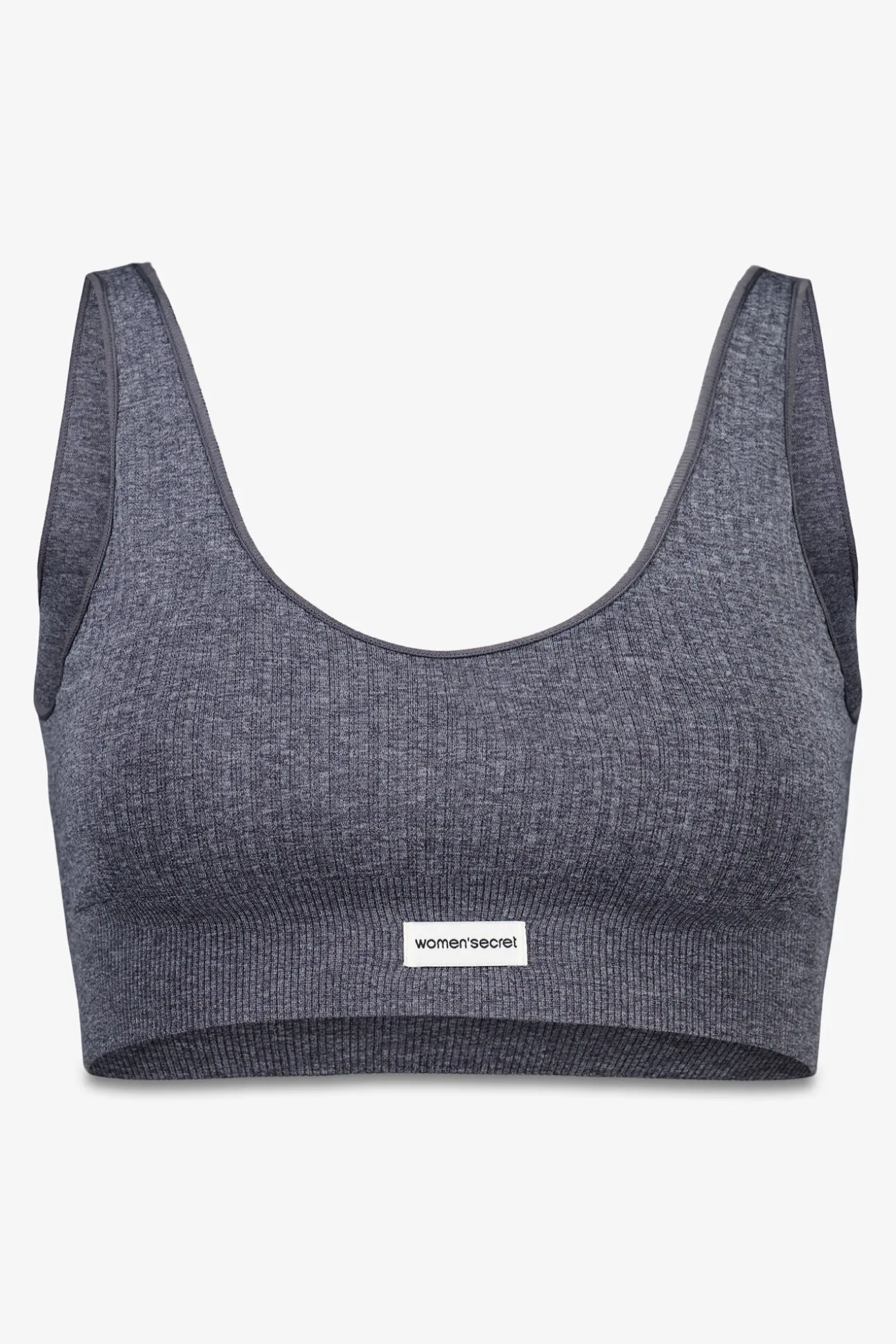 Top canalé seamless gris