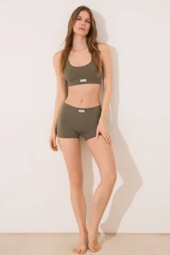 Top canalé seamless kaki