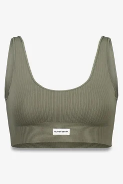 Top canalé seamless kaki