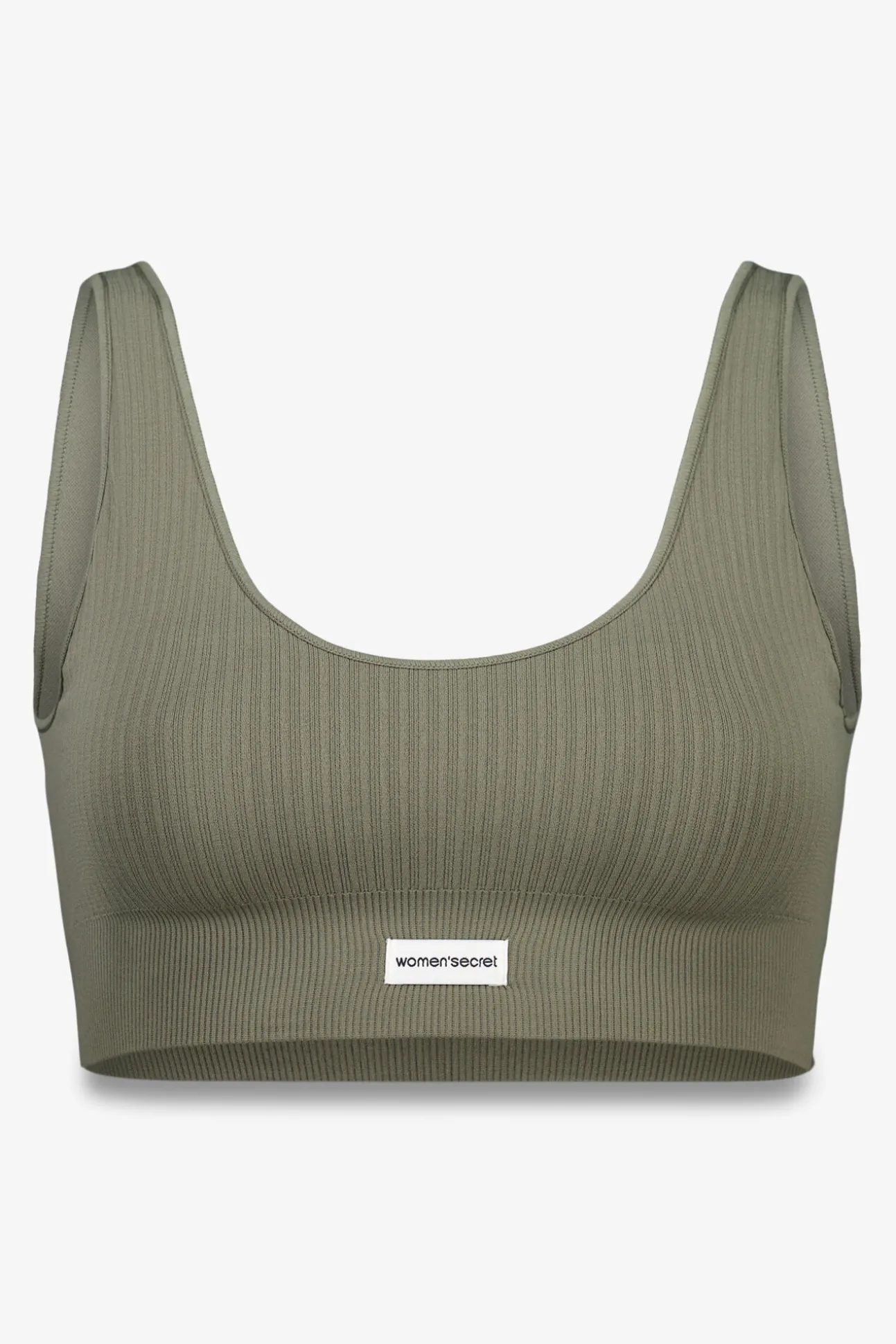 Top canalé seamless kaki