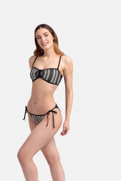 Top de bikini bandeau crochet negro
