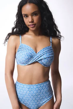 Top de bikini con aro azul