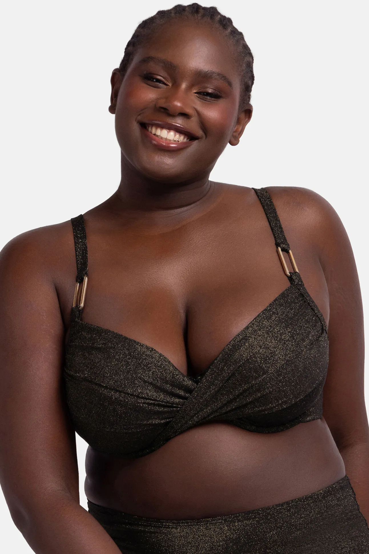 Top de bikini con aro brillo negro