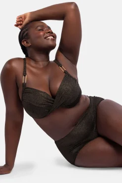 Top de bikini con aro brillo negro