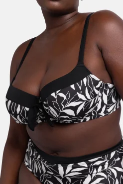 Top de bikini estampado negro
