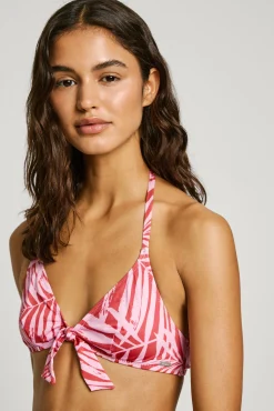 Top de bikini estampado palmeras
