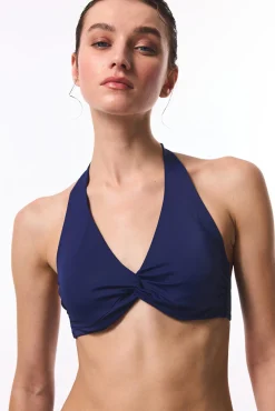 Top de bikini halter azul