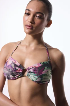 Top de bikini print brillo tirantes extraíbles