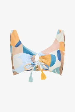 Top de bikini print étnico