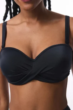 Top de bikini sin aro negro tirantes extraíbles