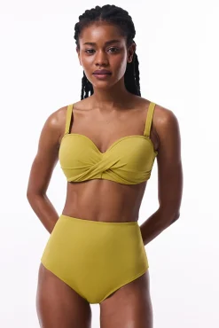 Top de bikini sin aro verde tirantes extraíbles
