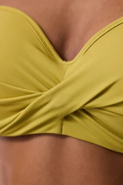 Top de bikini sin aro verde tirantes extraíbles