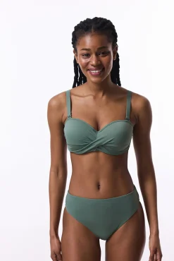 Top de bikini sin aro verde tirantes extraíbles