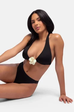Top de bikini triangular negro