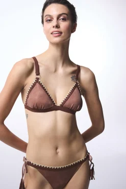 Top de bikini triangular camel
