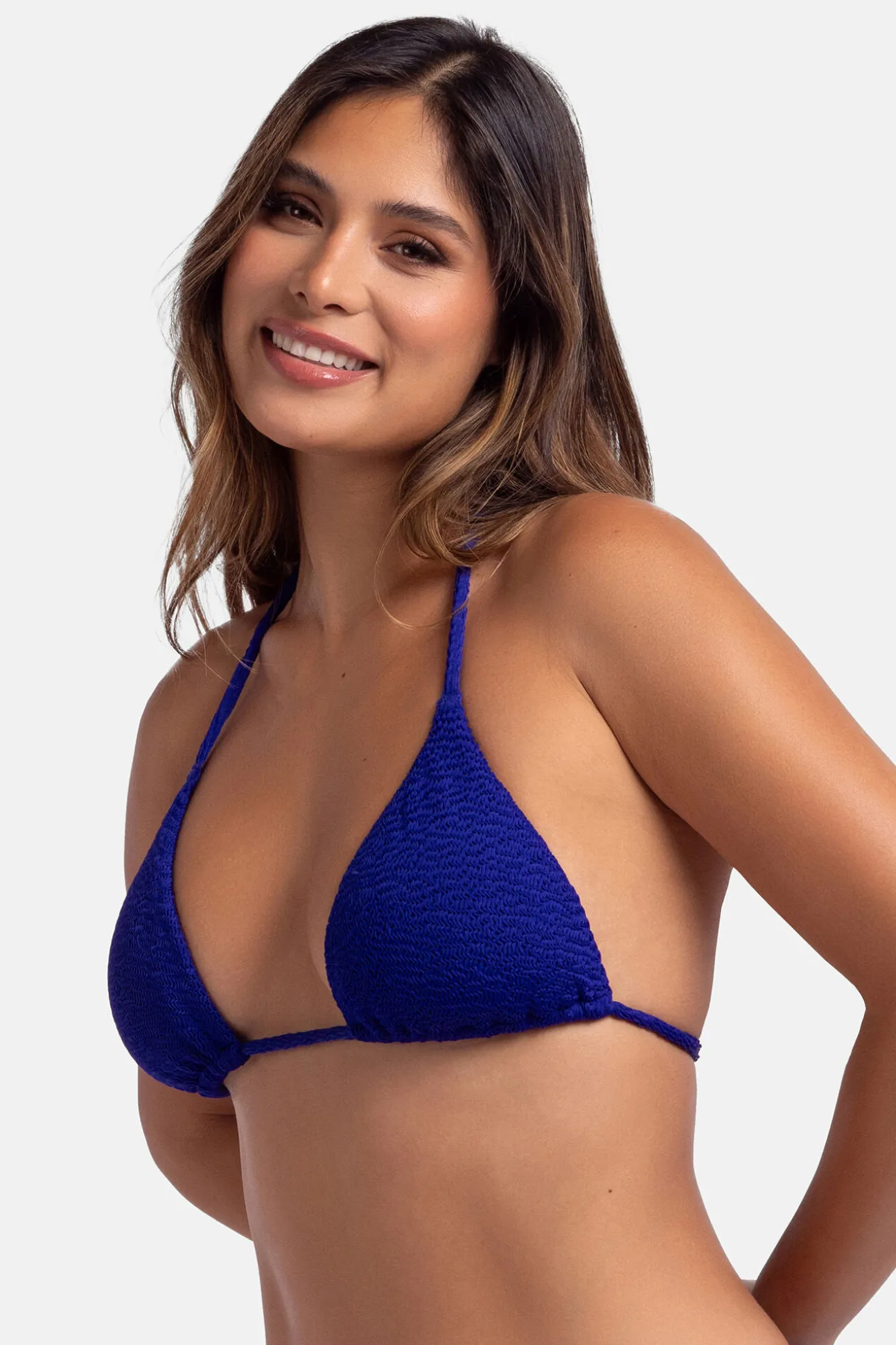 Top de bikini triangular azul