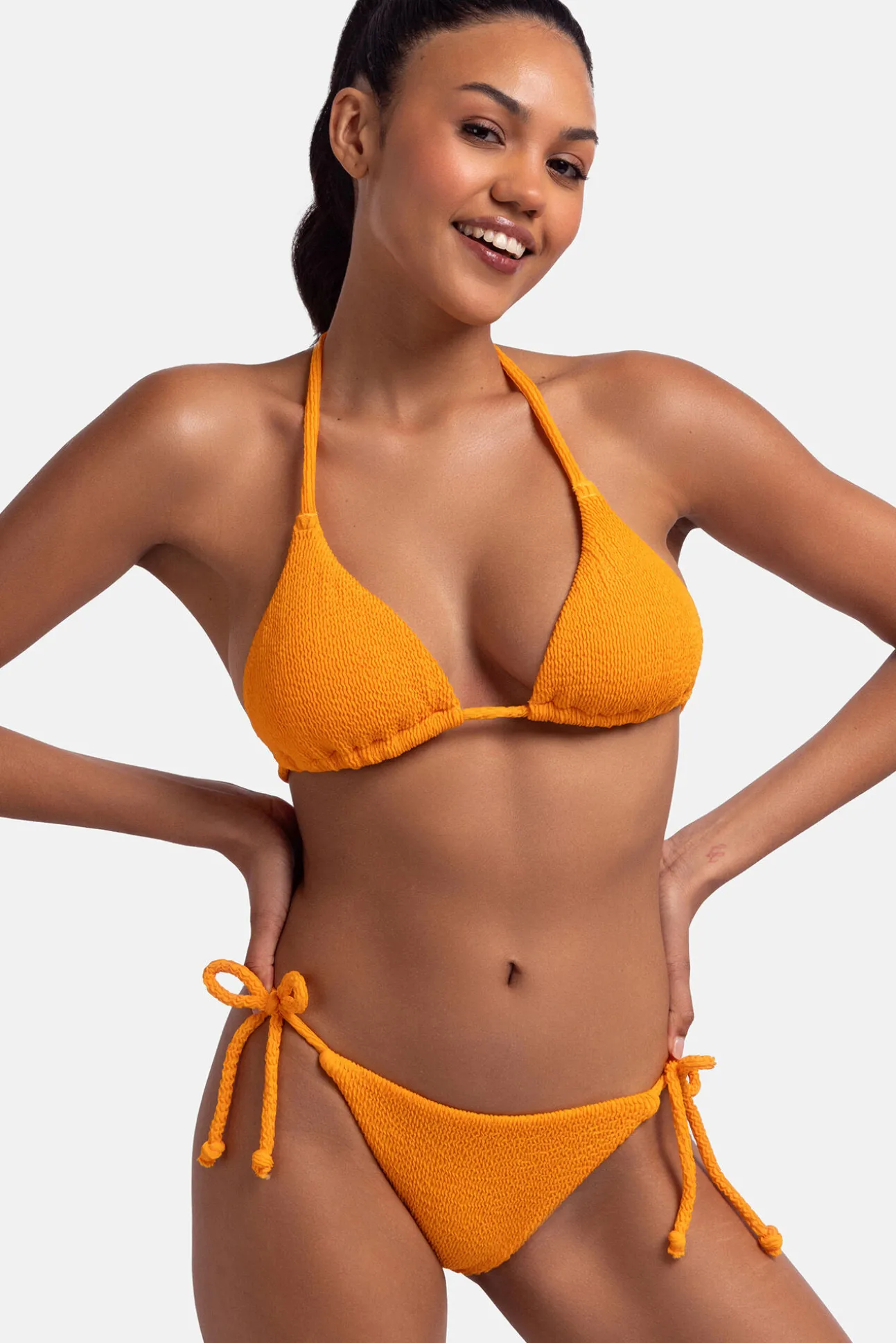 Top de bikini triangular naranja