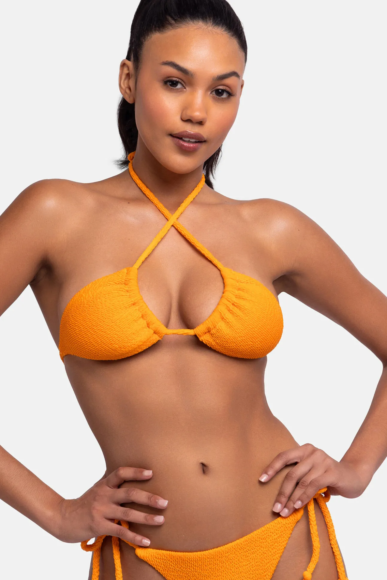 Top de bikini triangular naranja